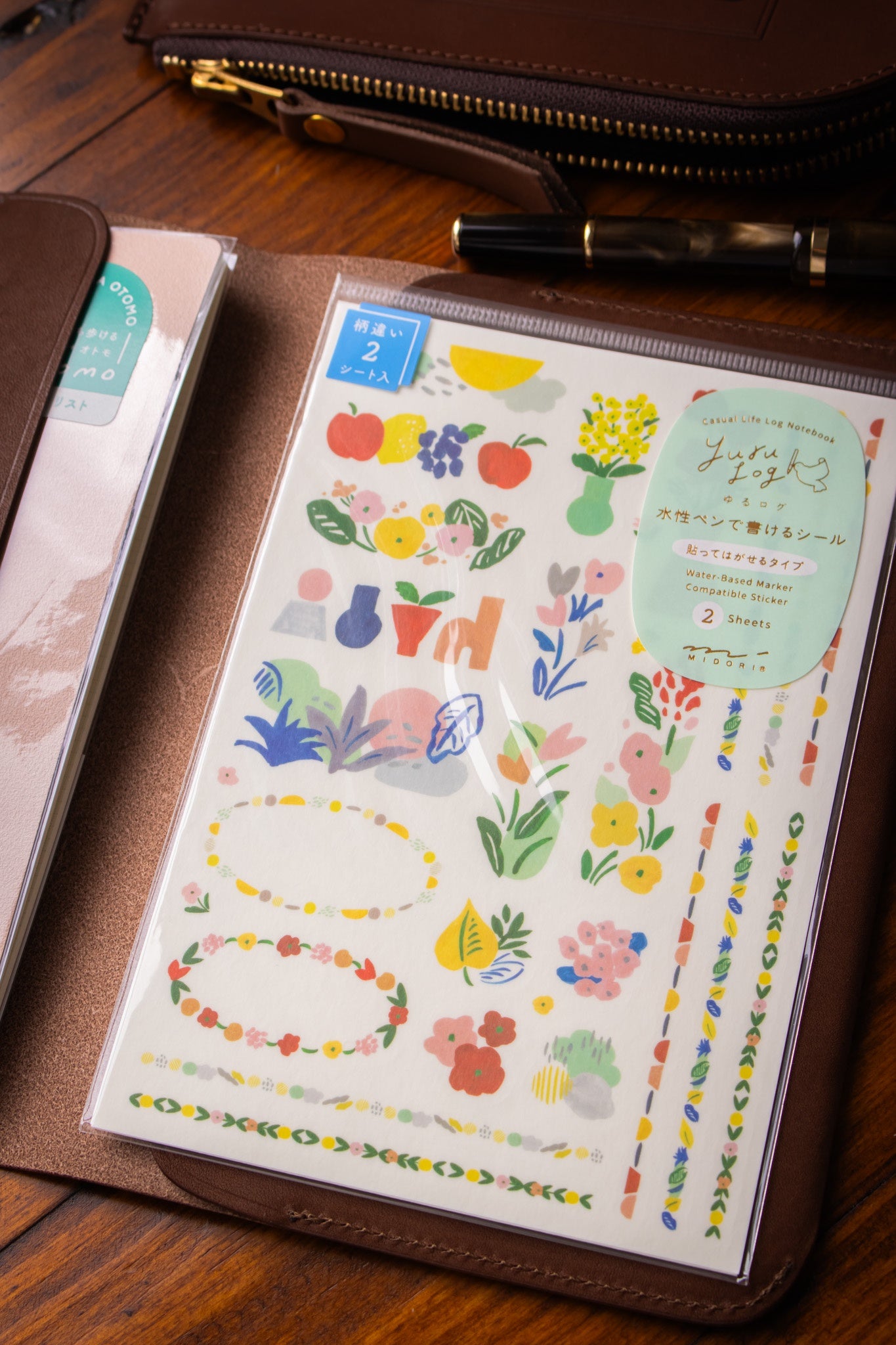 Yuru Log Sticker Sheet - Fruit & Floral
