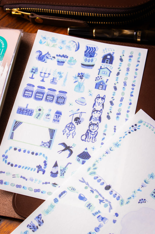 Yuru Log Sticker Sheet - Nordic Blue