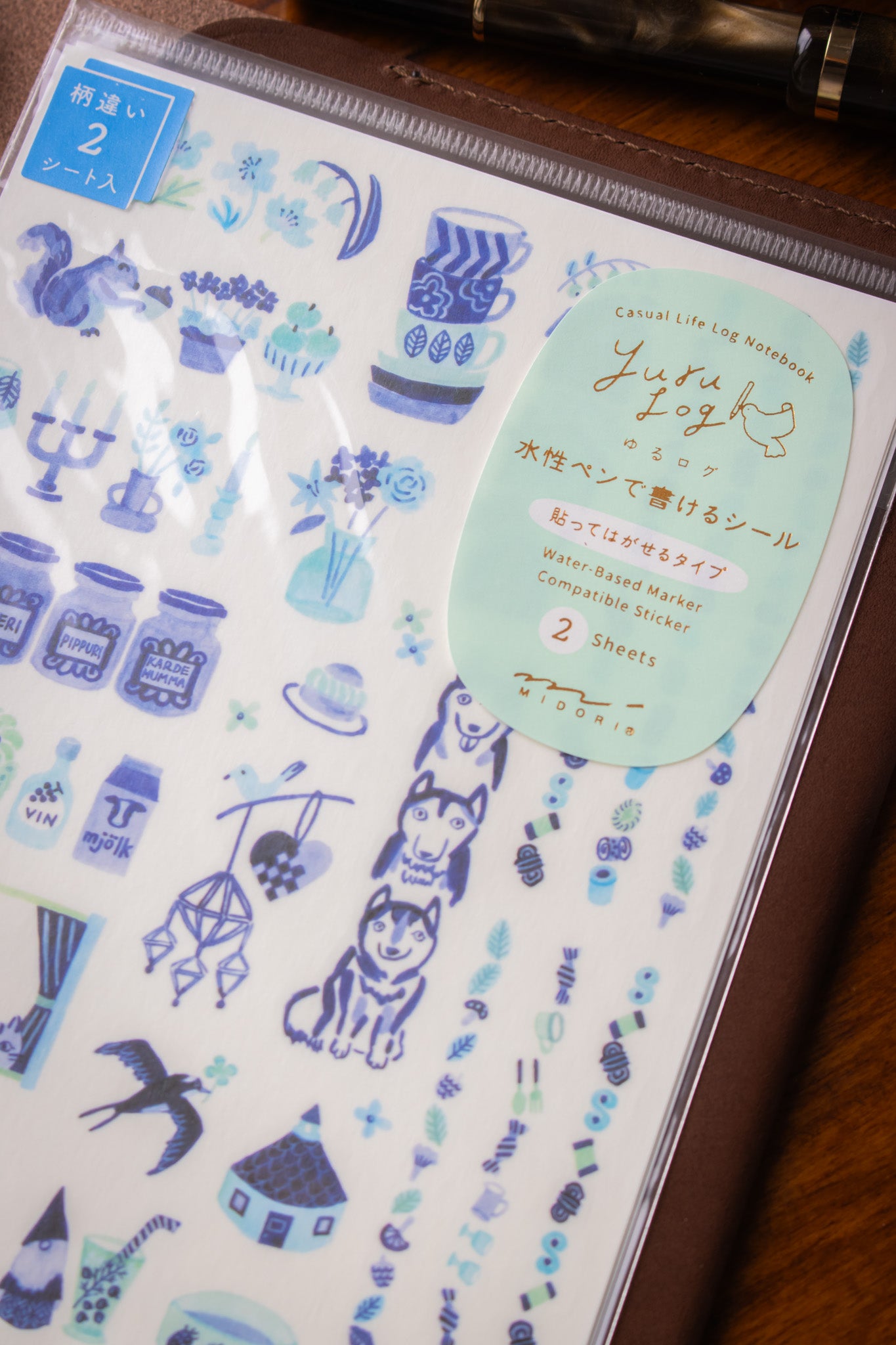 Yuru Log Sticker Sheet - Nordic Blue