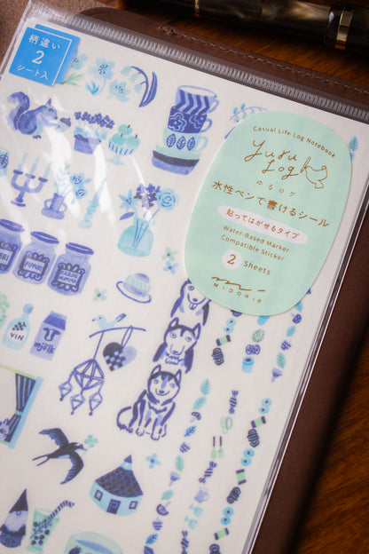 Yuru Log Sticker Sheet - Nordic Blue