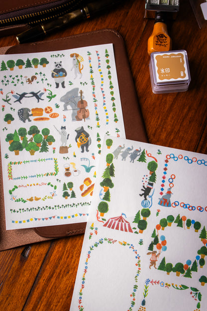 Yuru Log Sticker Sheet - Forest Animals
