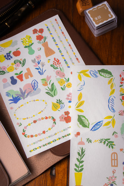 Yuru Log Sticker Sheet - Fruit & Floral