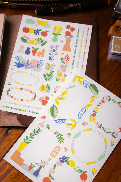 Yuru Log Sticker Sheet - Fruit & Floral