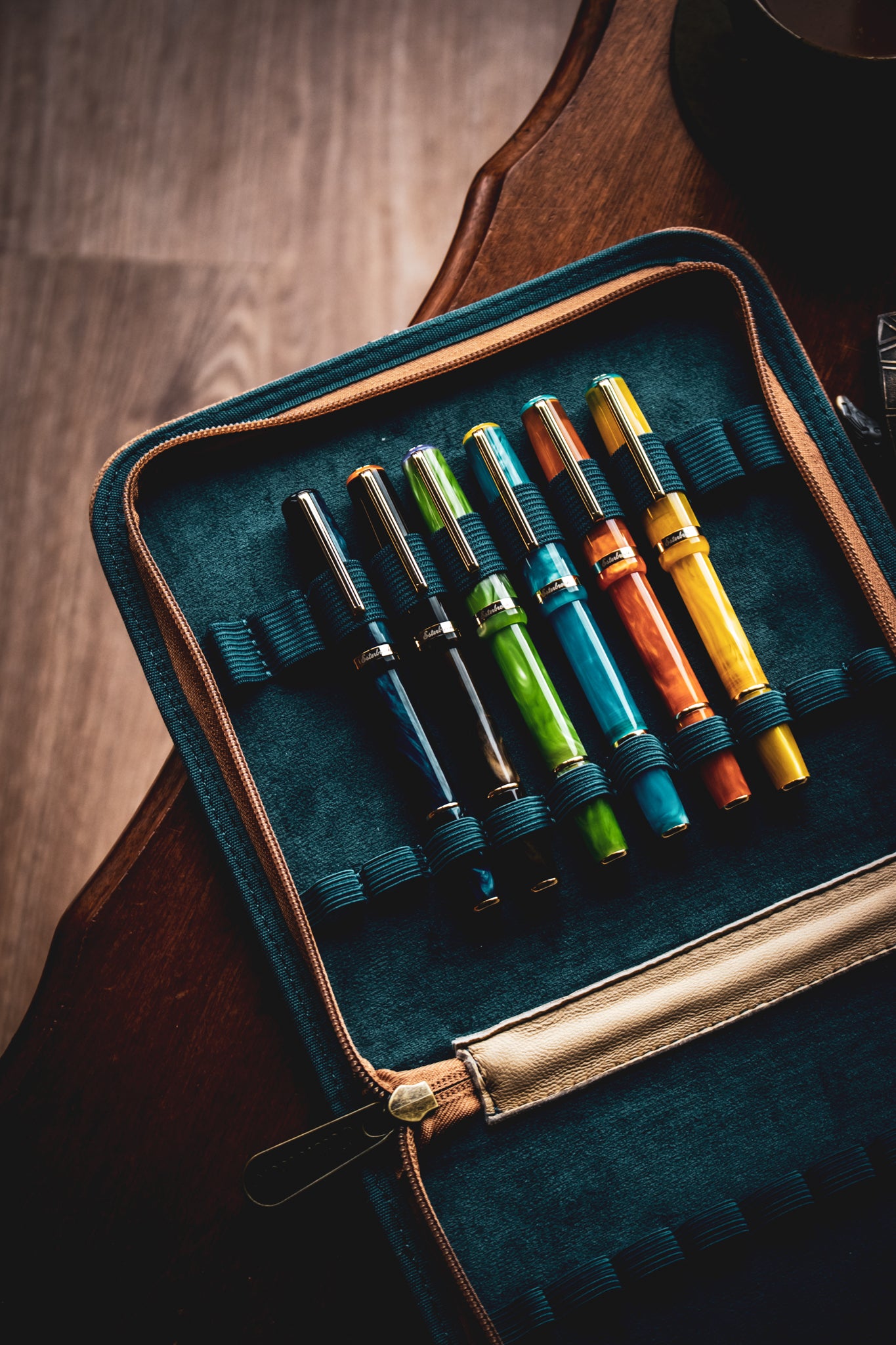 20 Pen Zipper Case - Tan