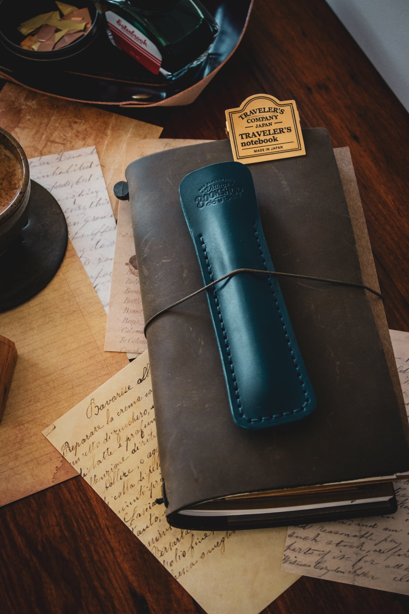 Leather Pen Sleeve: Navy