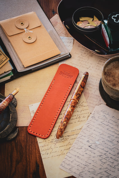 Leather Pen Sleeve: Orange