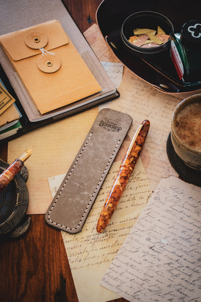 Leather Pen Sleeve: Grey