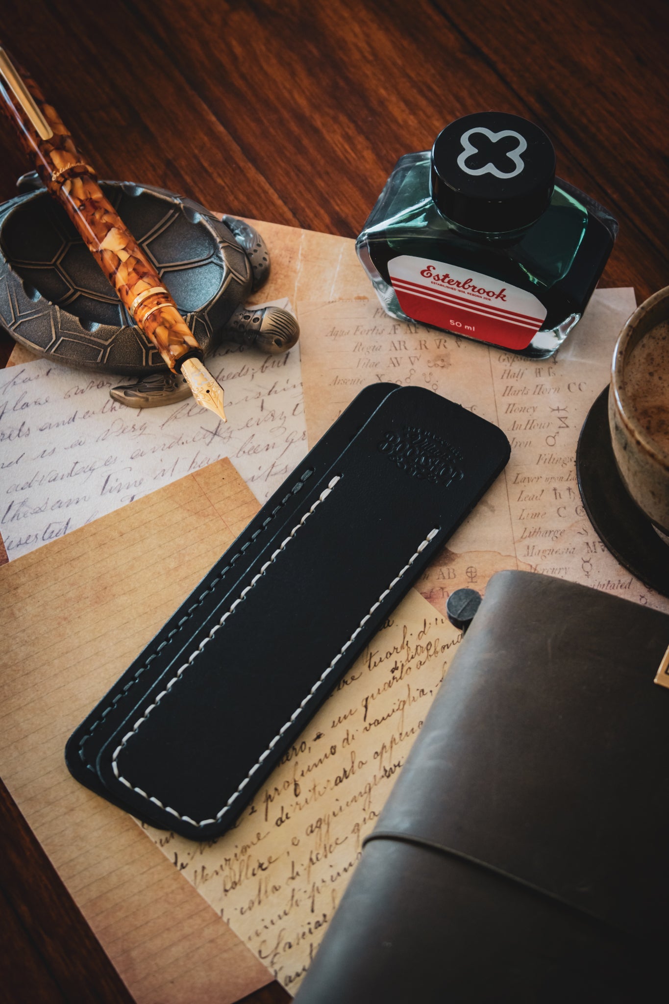 Leather Pen Sleeve: Black