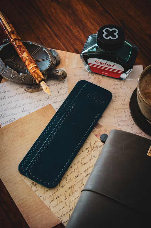 Leather Pen Sleeve: Navy