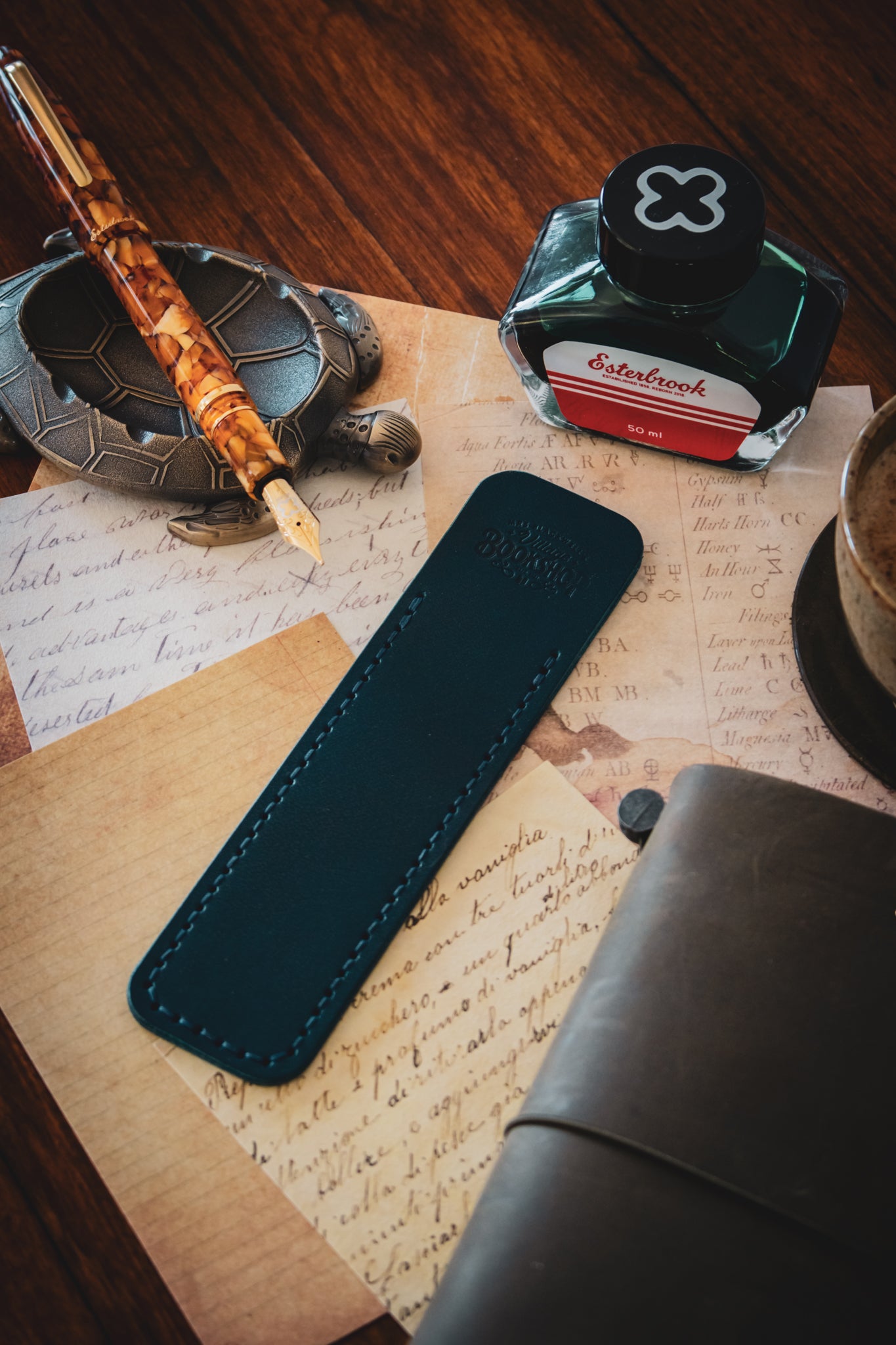 Leather Pen Sleeve: Navy