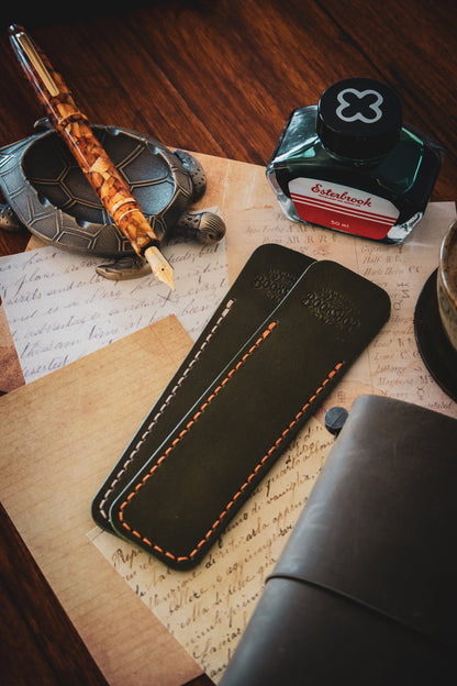 Leather Pen Sleeve: Olive