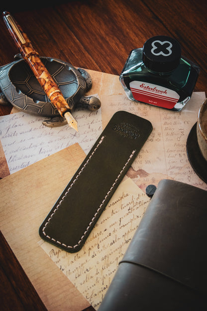 Leather Pen Sleeve: Olive