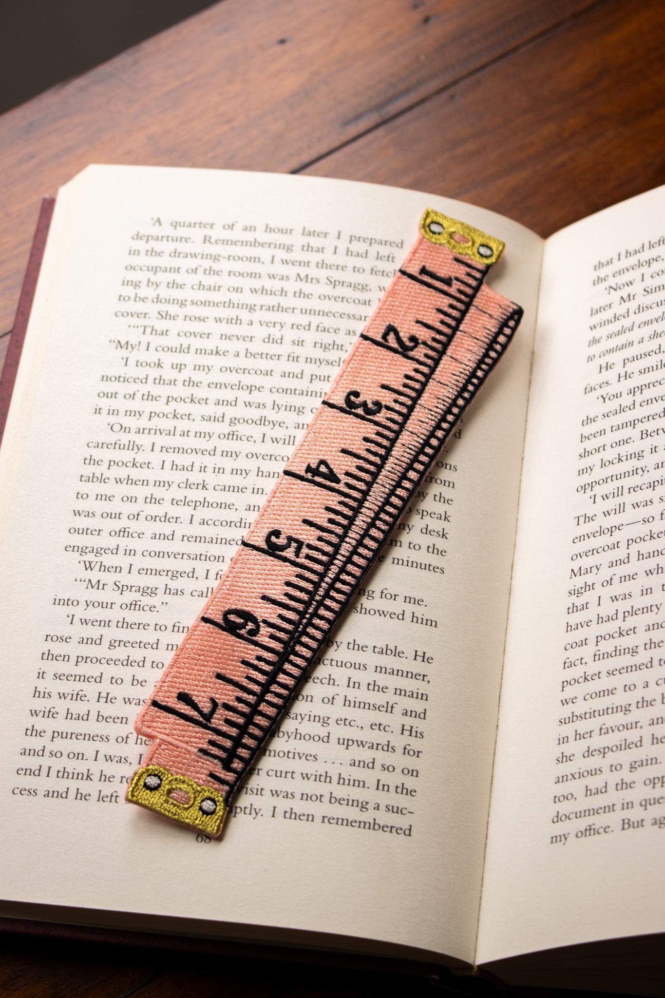 Embroidered Bookmark - Pink Tape Measure