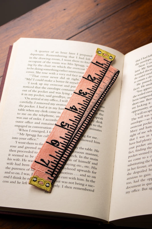 Embroidered Bookmark - Pink Tape Measure