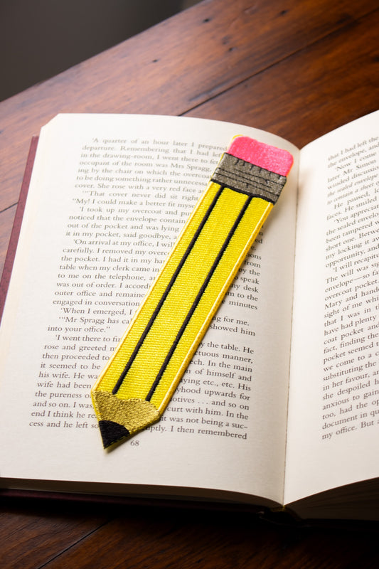 Embroidered Bookmark - Yellow Pencil