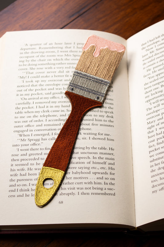 Embroidered Bookmark - Brown Paint Brush