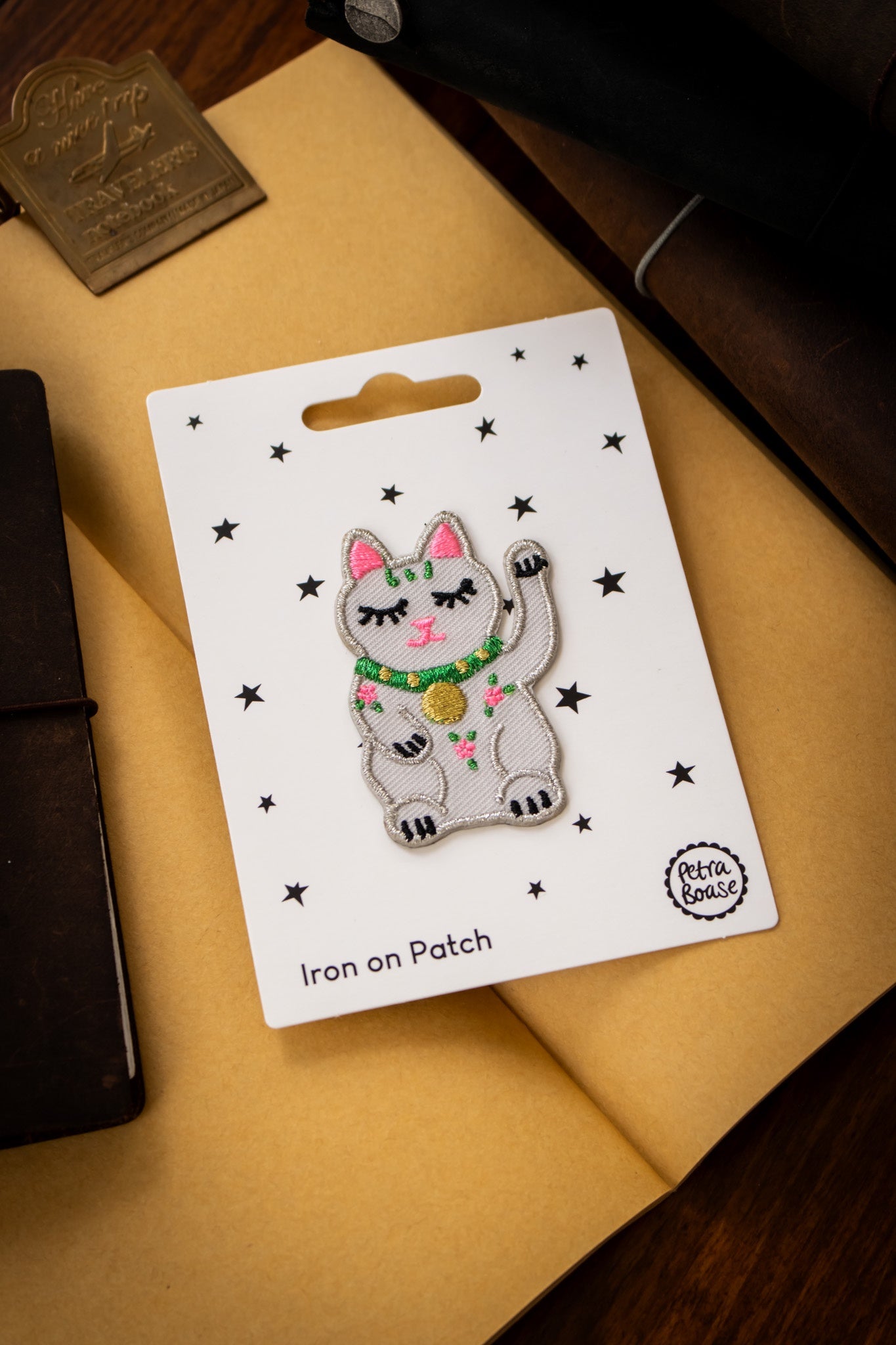 Iron-on Embroidered Patch - Lucky Cat