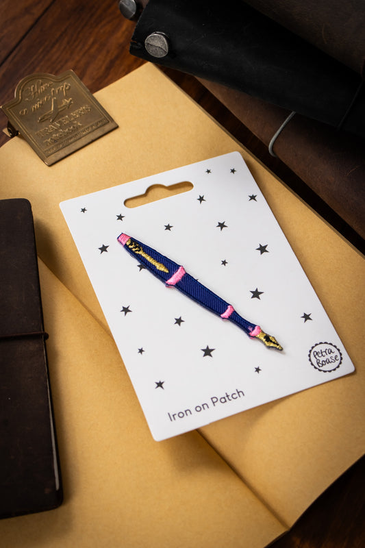 Iron-on Embroidered Patch - Fountain Pen Blue