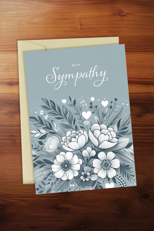 Grey Floral Sympathy Card