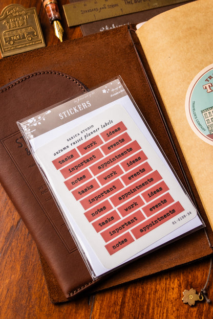 Autumn Russet Planner Label Stickers