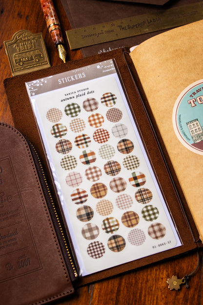 Autumn Plaid Dots Stickers