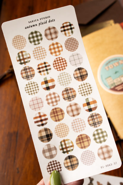 Autumn Plaid Dots Stickers