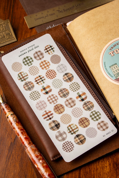 Autumn Plaid Dots Stickers