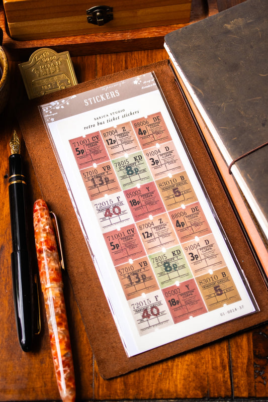 Retro Bus Ticket Stickers