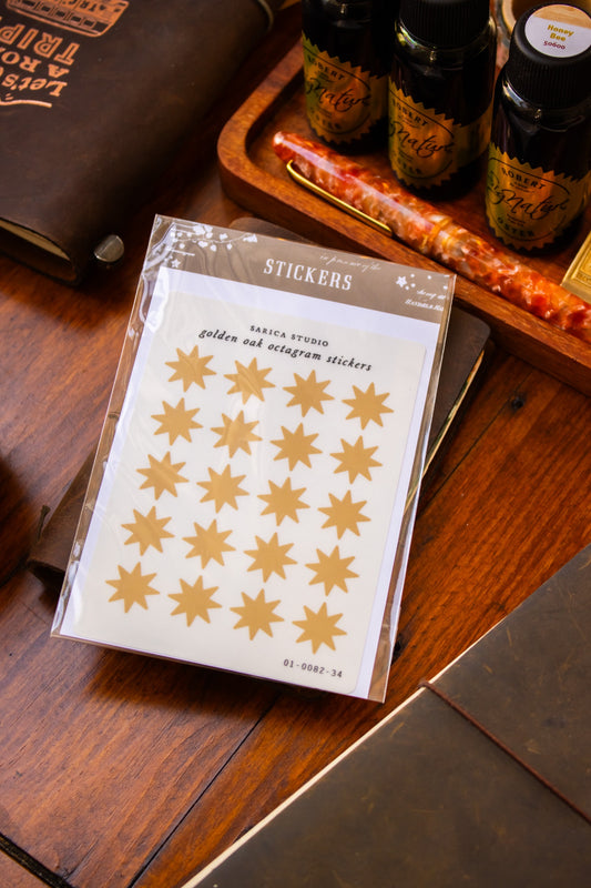 Golden Oak Octagram Stickers