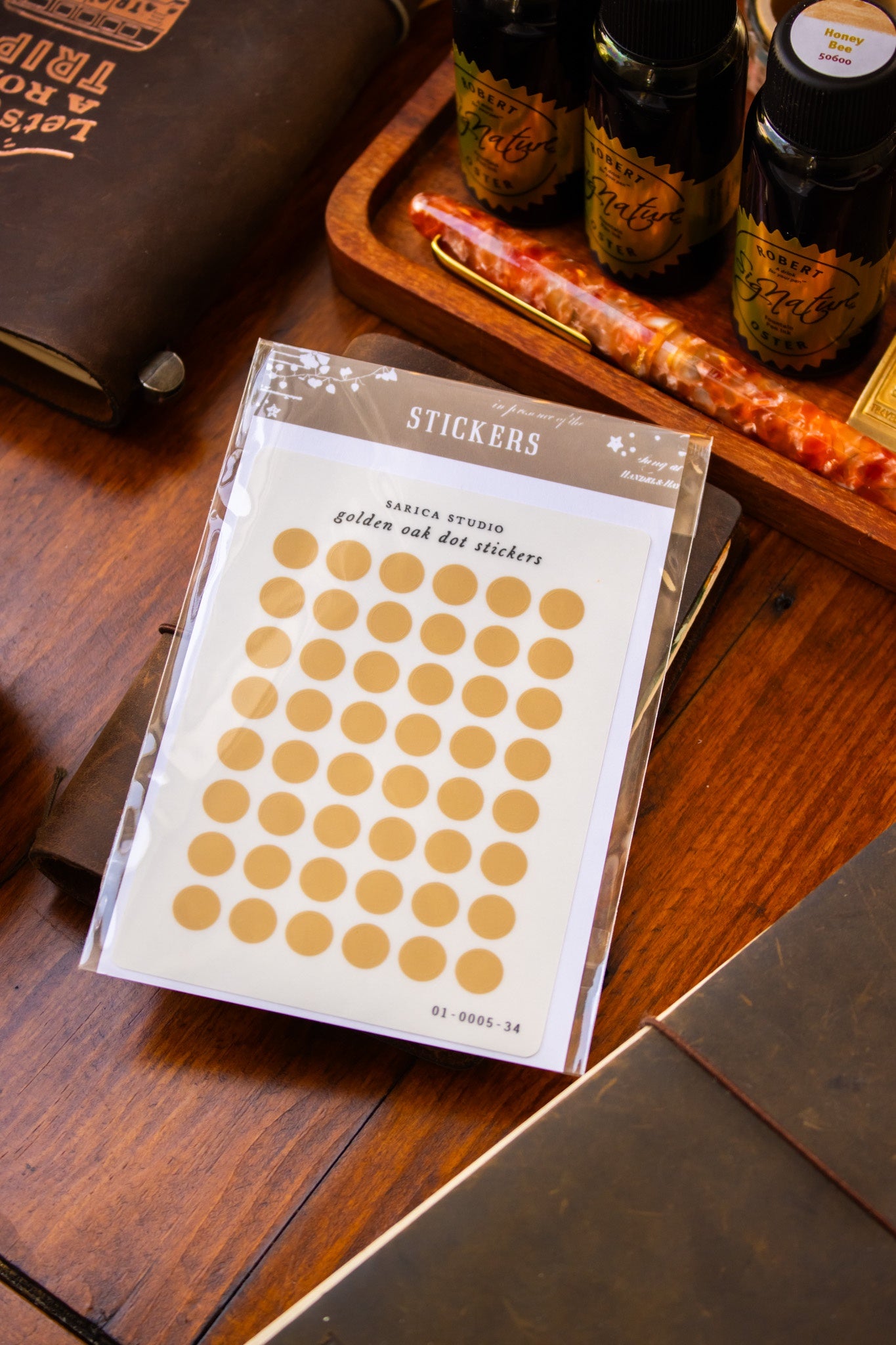 Golden Oak Mini Dot Stickers