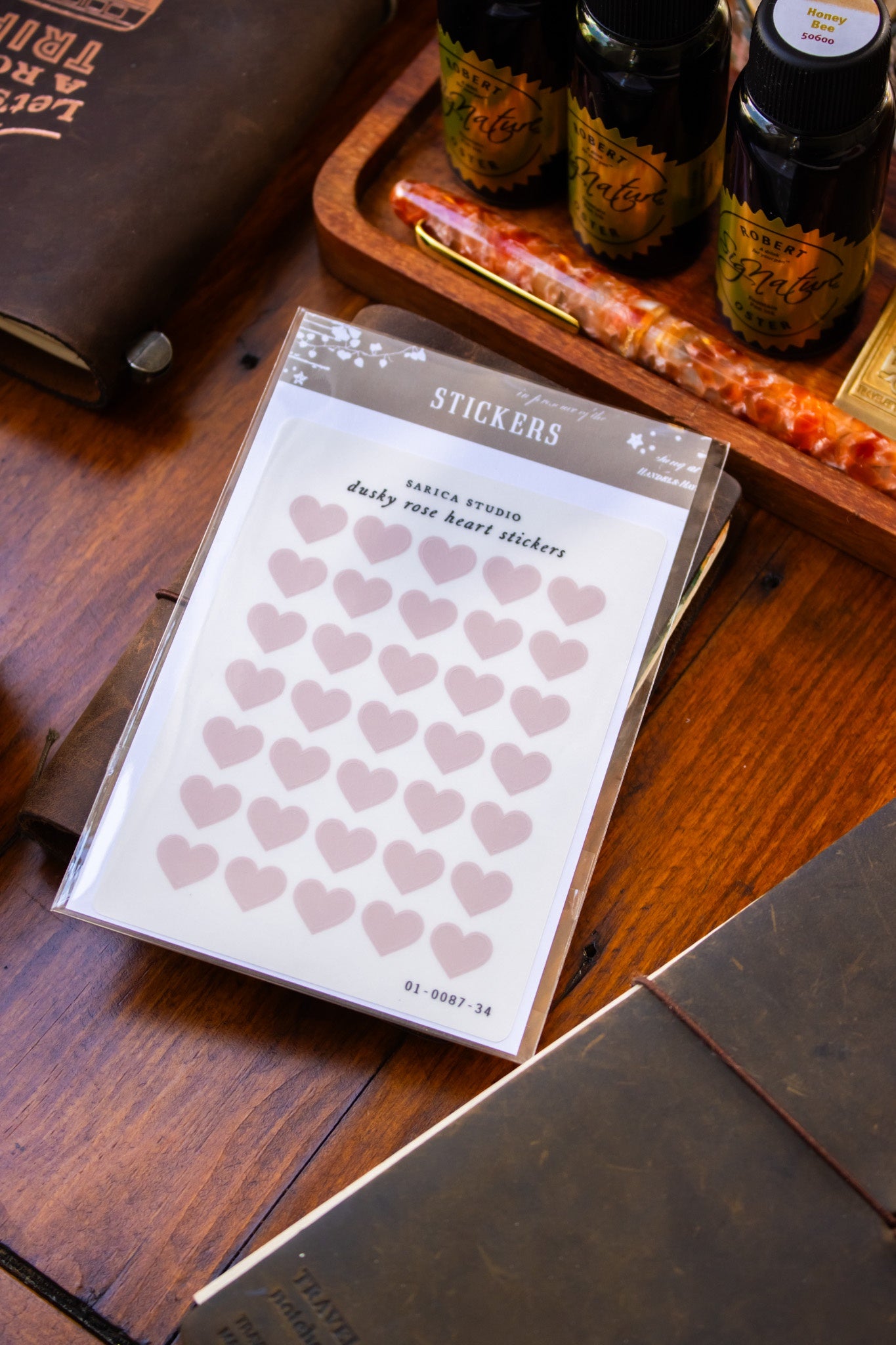 Dusky Rose Heart Stickers