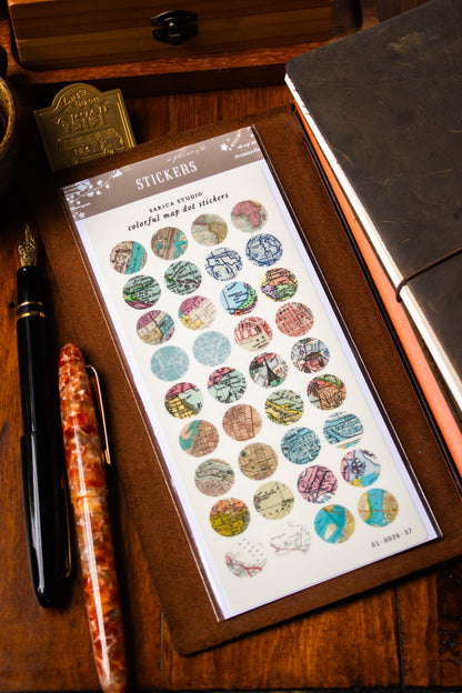 Colourful Map Dot Stickers