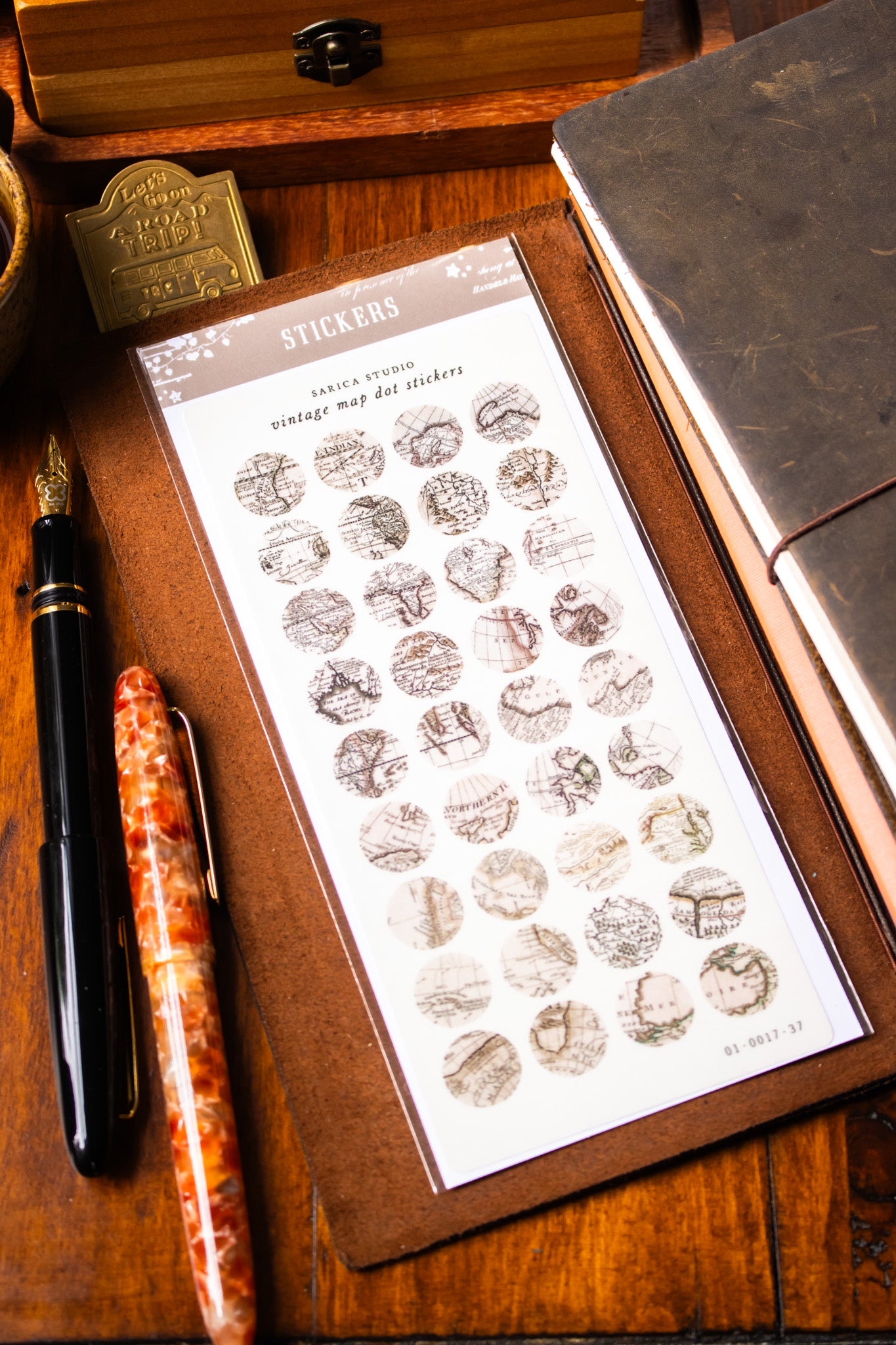 Vintage Map Dot Stickers