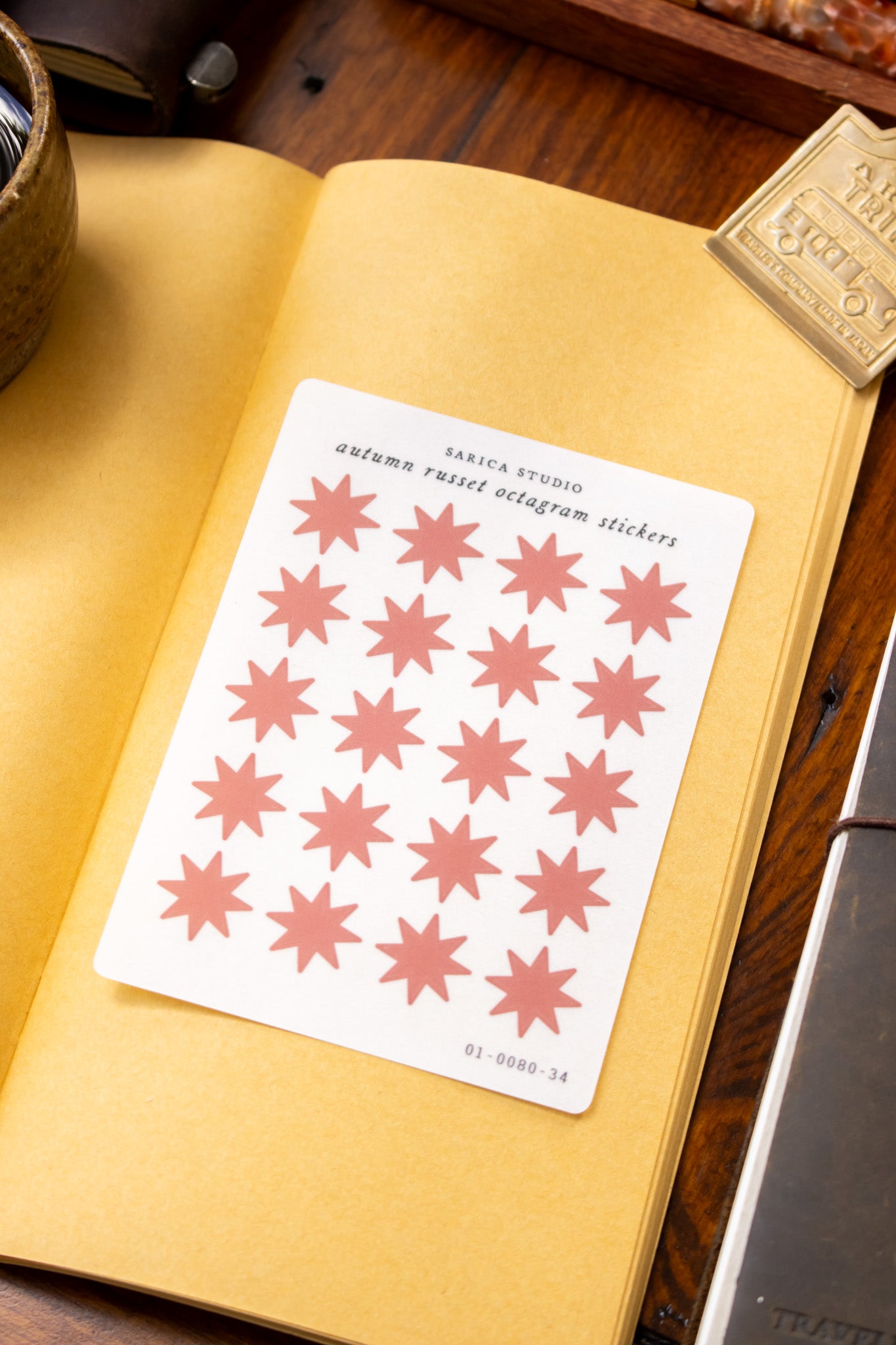 Autumn Russet Octagram Stickers