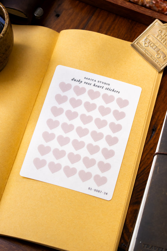 Dusky Rose Heart Stickers