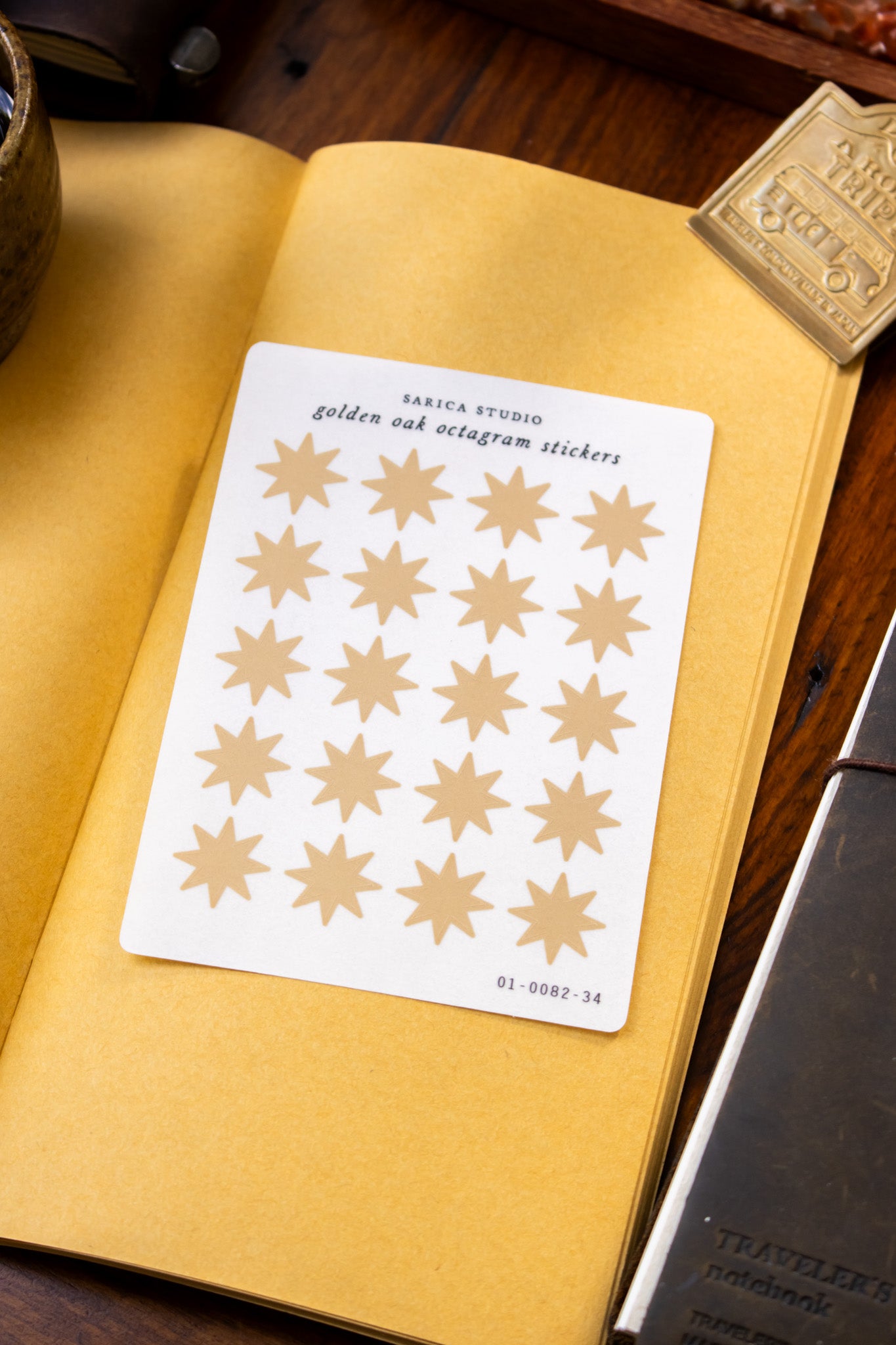 Golden Oak Octagram Stickers