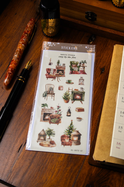 Cozy by the Fire Stickers