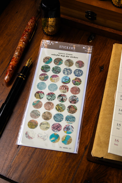 Colourful Map Dot Stickers