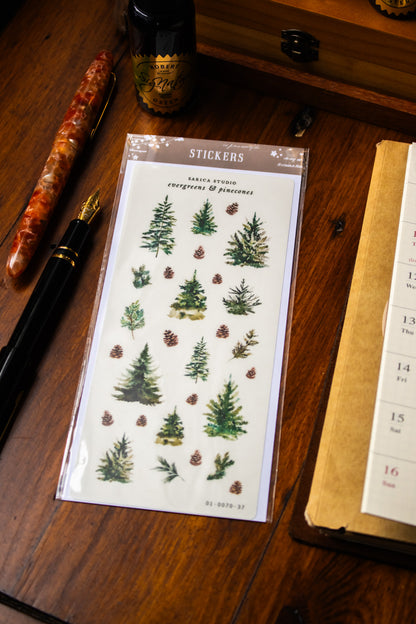 Evergreens & Pinecones Stickers