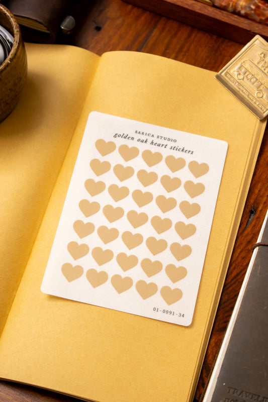 Golden Oak Heart Stickers