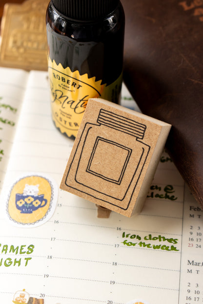 Wood Stamp - Square Ink Pot