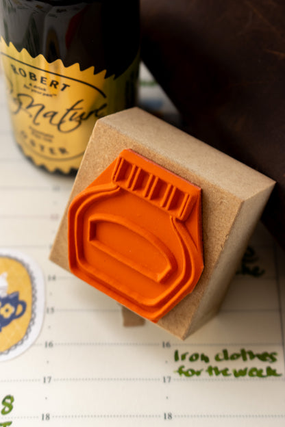 Wood Stamp - Round Ink Pot