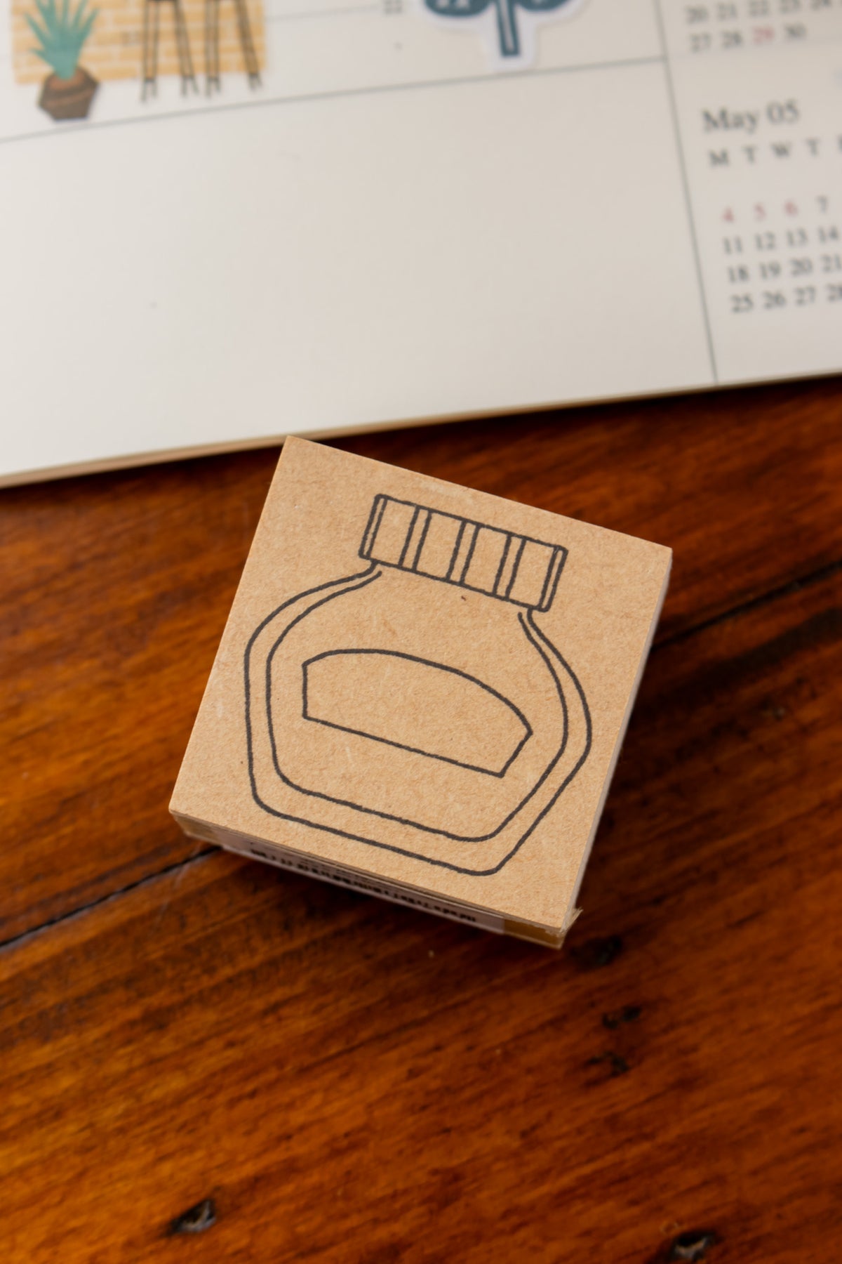 Wood Stamp - Round Ink Pot