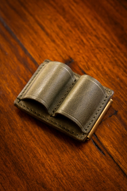 Leather Clip Pen Holder - Olive