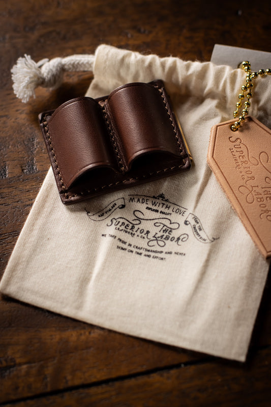 Leather Clip Pen Holder - Brown