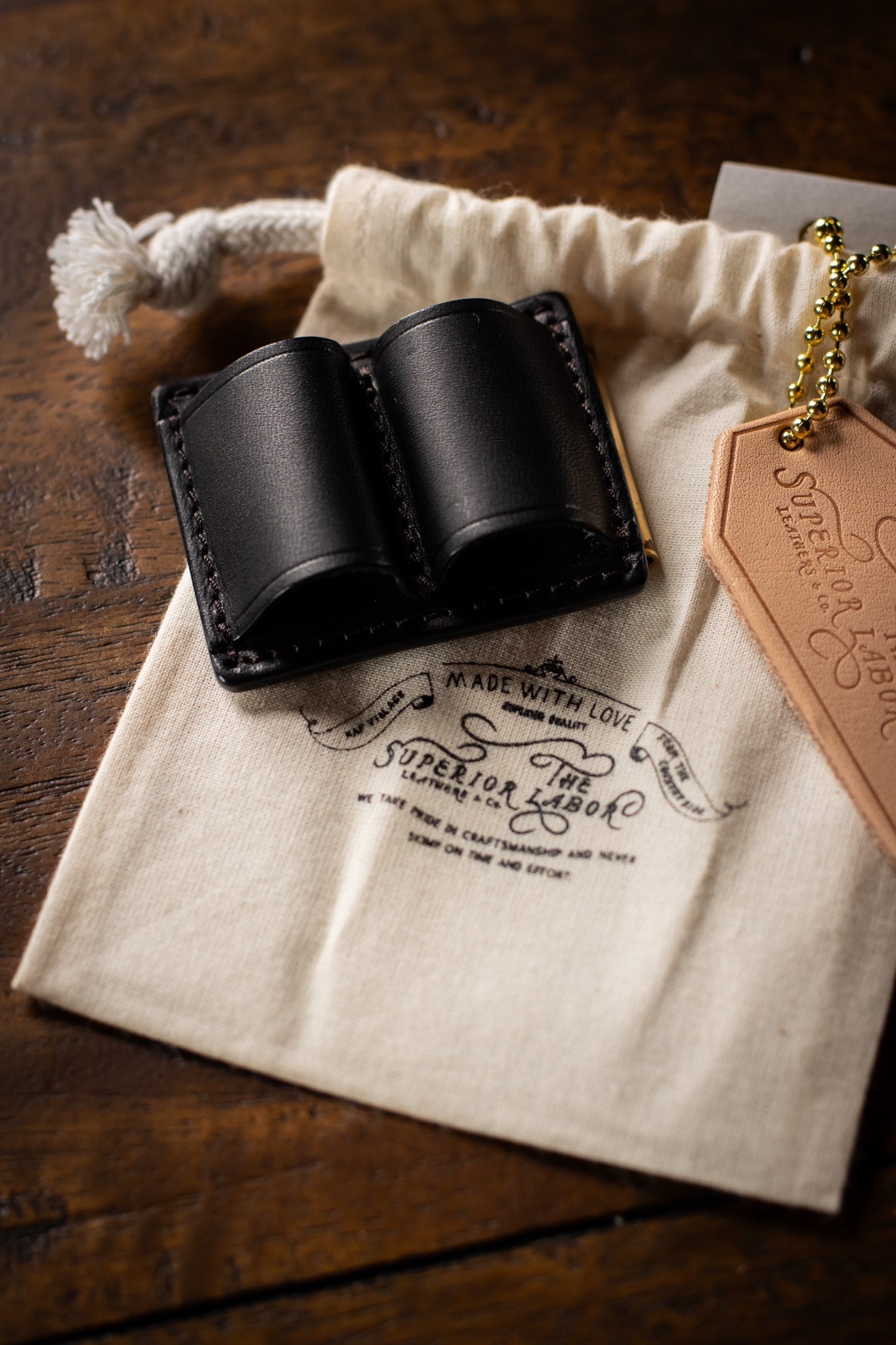 Leather Clip Pen Holder - Black