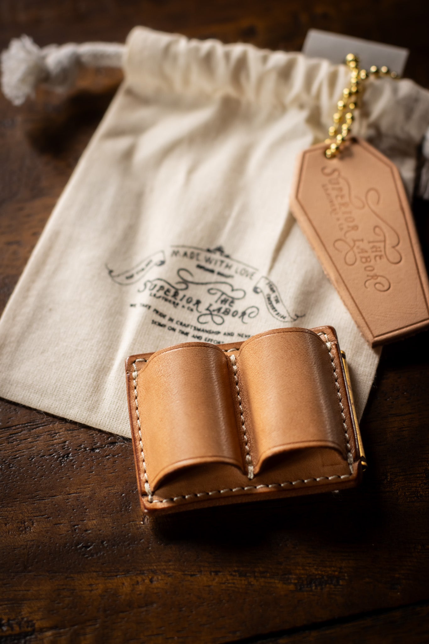 Leather Clip Pen Holder - Natural