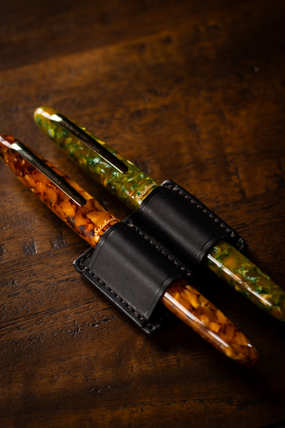 Leather Clip Pen Holder - Black