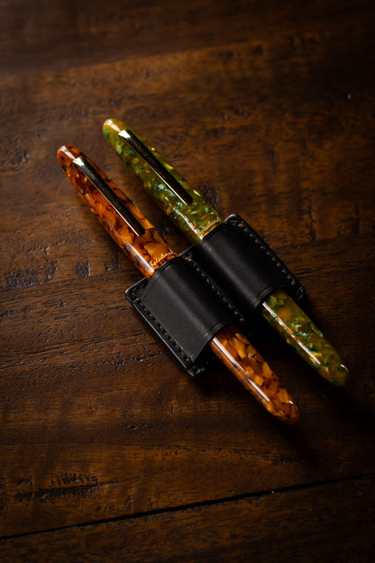 Leather Clip Pen Holder - Black