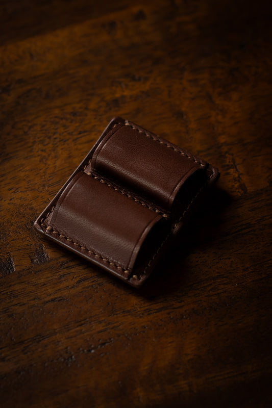 Leather Clip Pen Holder - Brown